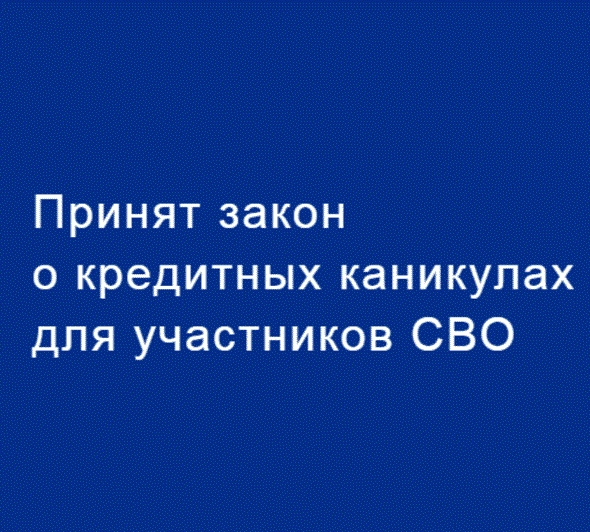Принят закон о кредитных каникулах для участников специальной военной операции