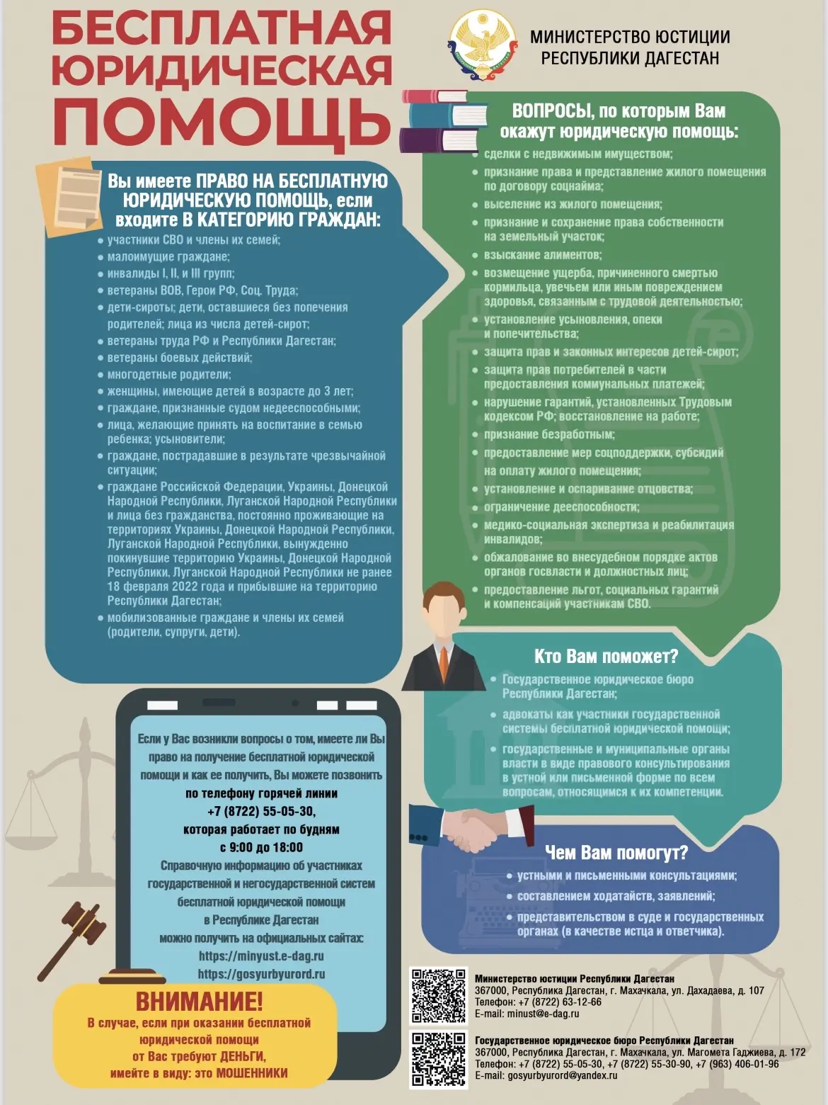 Минюст РД отвечает на популярные вопросы по оказанию бесплатной юридической помощи
