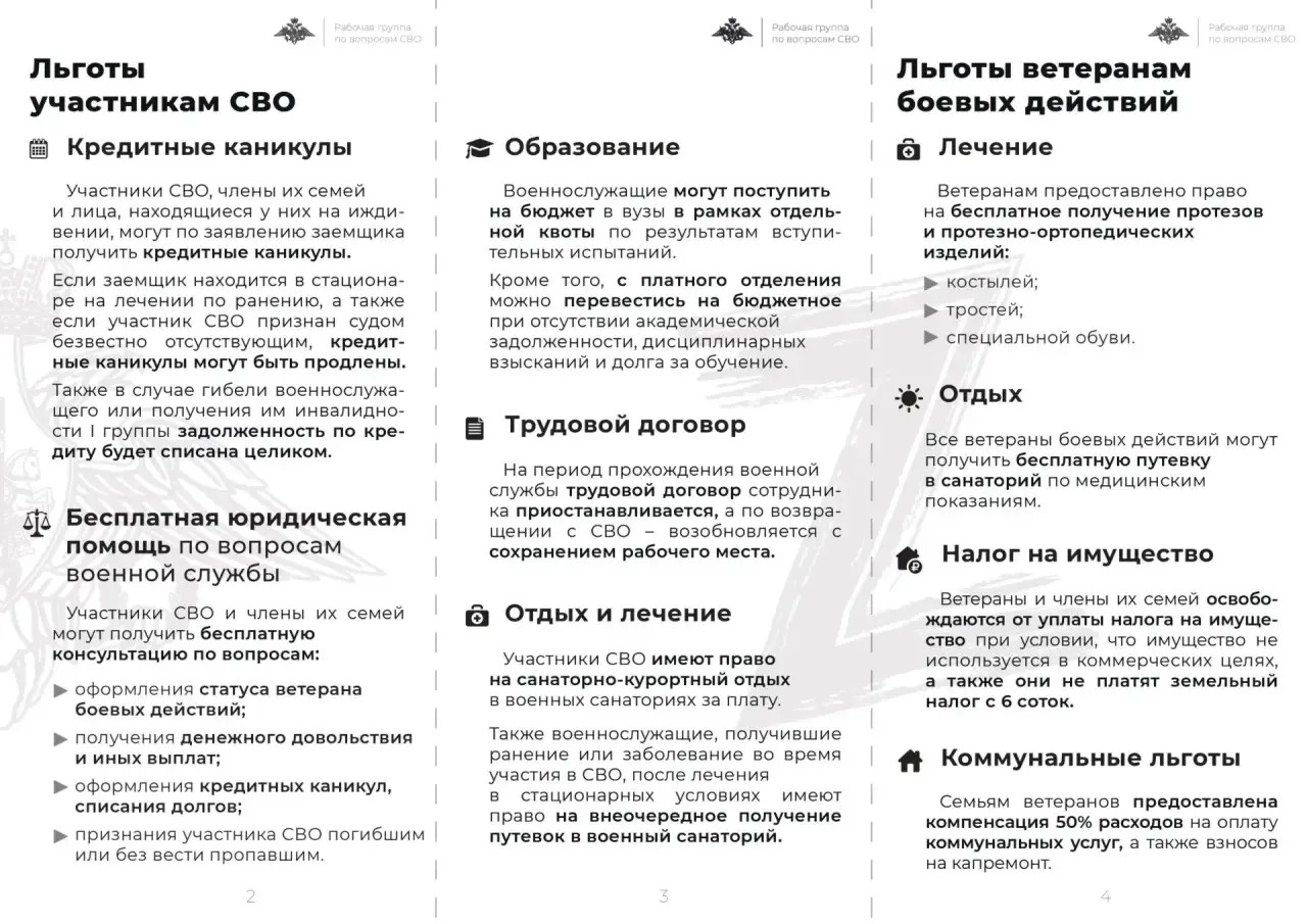 Минюст РД напоминает о различных видах социальных гарантий, предусмотренных для участников СВО и членов их семей.