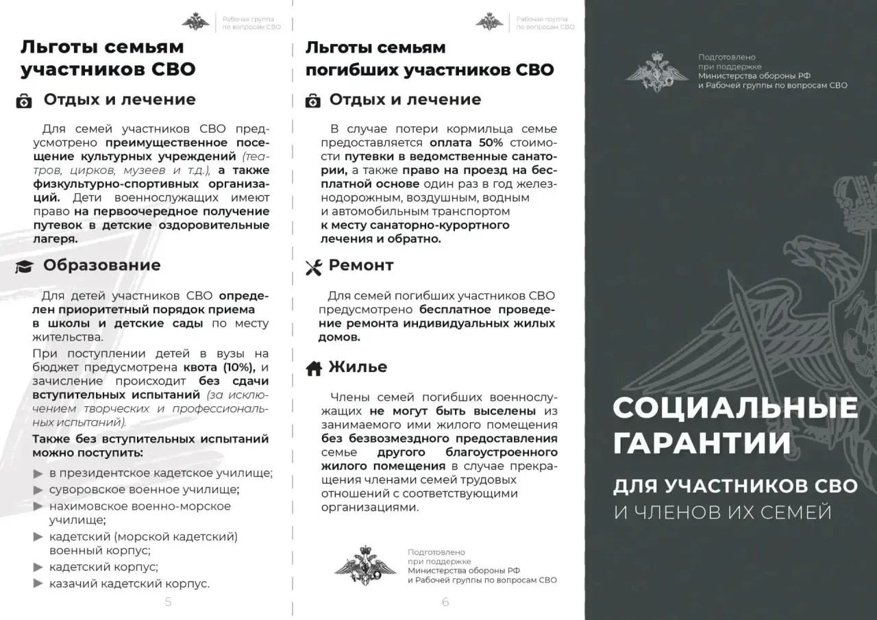 Минюст РД напоминает о различных видах социальных гарантий, предусмотренных для участников СВО и членов их семей.